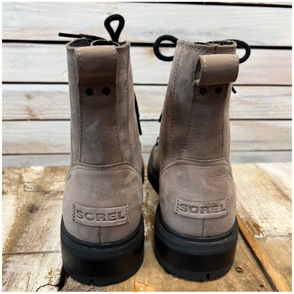 Sorel Taupe Leather Lennox Waterproof Combat Lug Sole Boots 10.5 - Picture 5 of 9